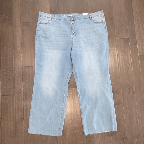 Sonoma Denim - Sonoma Plus Wide Leg Button Fly Cutoff Jeans Long Length